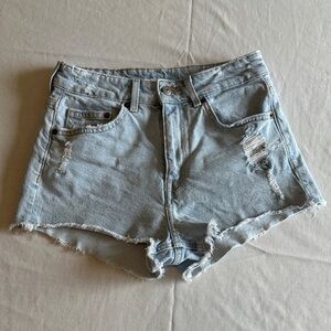 H&M Divided Light Blue Frayed Jean Shorts